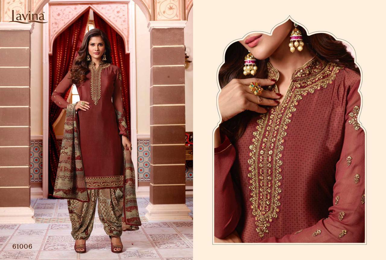 Lavina Vol-61 Silkina Patiala Embroidery Dress Material Lavina Vol-61 Silkina Patiala Embroidery Dress Material